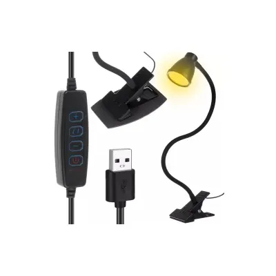 Lampa de birou, 24 LED-uri, 3 culori iluminare, 10 trepte intensitate, USB, 5W, 45x5x8,5 cm, negru