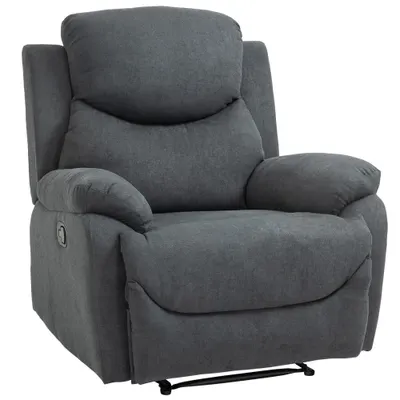 Canapea Rabatabila HOMCOM Ergonomica cu Baza Metalica, Scaun capitonat cu Cotiere, pentru Sufragerie, Dormitor, Birou, Gri Inchis | Aosom Romania