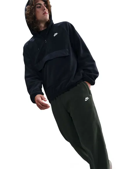 Pantaloni de trening din material fleece cu talie ajustabila Club - Alb/Verde inchis