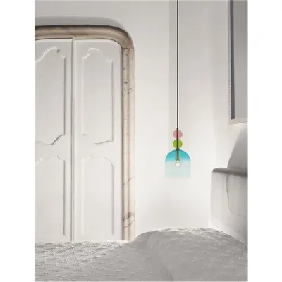Lampa suspendata MURANO Nisipiu Auriu Metal Glossy Deschis Verde Albastru & Roz Sticla LED E14 1x5 Wat 230 Volt IP20 Fara bec