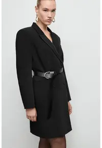 Rochie-sacou cu doua randuri de nasturi - Negru