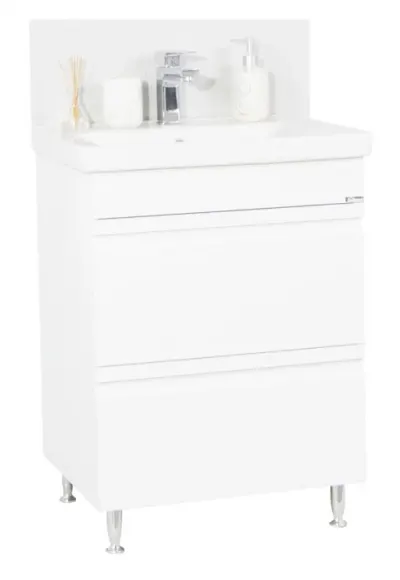 Set Baza front MDF si Lavoar seria 786, cu sertare, 60 cm, alb
