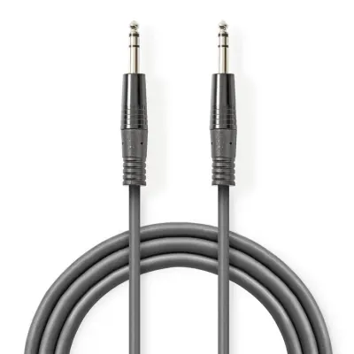 Cablu audio jack stereo 6.35mm T-T 1.5m Gri, Nedis COTH23020GY15