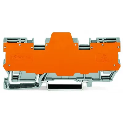 2-pin terminal block for pluggable modules; 4-pole; with 2 jumper positions; with orange separator plate; for DIN-rail 35 x 15 and 35 x 7.5; 4,00 mm²; gray