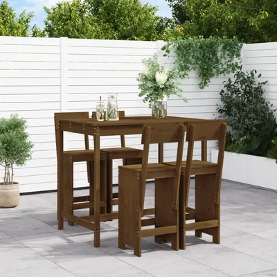 Gossi set mobilier bar de gradina, 5 piese, maro miere lemn masiv pin