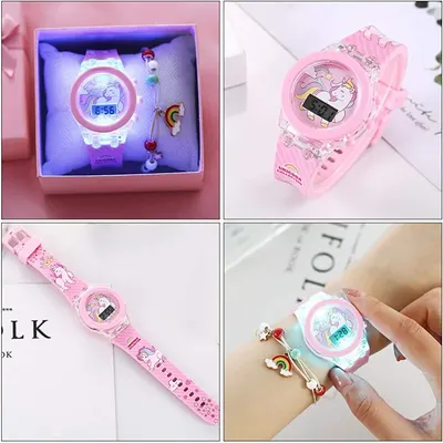 Ceas Digital Copii cu Personaje & Iluminare LED – Modele Unicorn, Prințese, Minnie ,En-gros