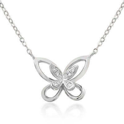 Lant cu pandantiv din aur alb cu diamante de 0.028ct