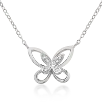 Lant cu pandantiv din aur alb cu diamante de 0.028ct