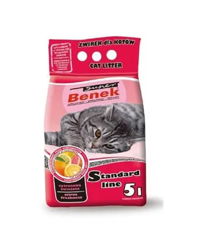 BENEK Super Standard Citrus Freshness nisip pentru litiera, miros citric 5 L