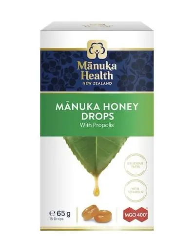 Bomboane dropsuri cu miere de Manuka MGO 400+ si Vitamina C (65g) (cu propolis)
