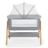 Patut pentru bebelusi Moni Kalinihta Premium Grey 90x53x74 cm, cu suport pentru accesorii,plasa insecte si saltea inclusa, recomandat de la nastere pana la o greutate de maxim 11 kg