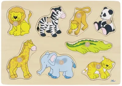 Puzzle cu mâner Goki - Grădina zoologică