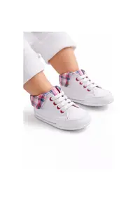 Tenisi bebelusi cu siret talpa flexibila guler carouri stil sport casual