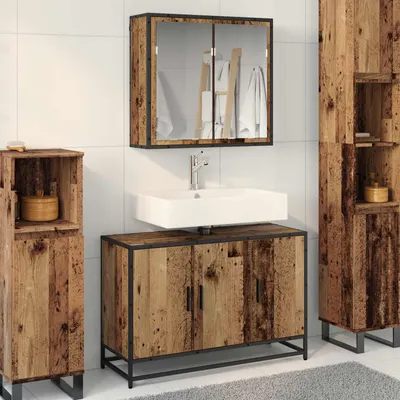 vidaXL Set de mobilier pentru baie 2 buc. Lemn Vechi 90 x 33 x 60 cm