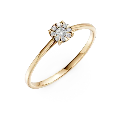 Inel de logodna din aur galben cu diamante de 0.1ct