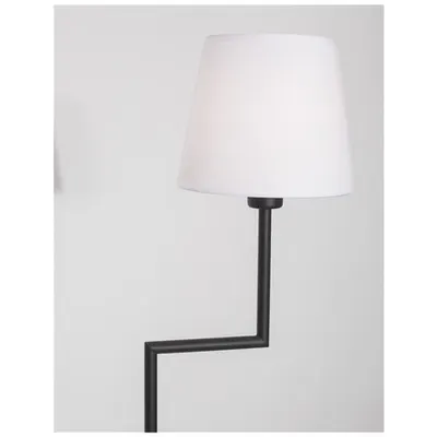 Lampa podea SAVONA Alb Fabric Shade & Nisipiu Negru Aluminiu LED E27 1x12W 230V IP20 Fara bec