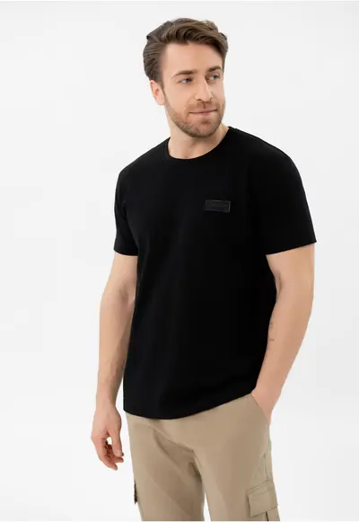 Tricou uni din bumbac - Comfort Fit - barbati - T-Indu - negru
