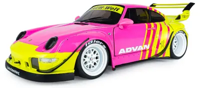 Model de colecție SOLIDO Modern: Automobile - Porsche 911 RWB Bodykit Pink and Yellow, 2024