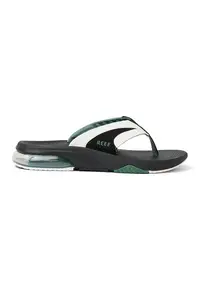 Papuci flip-flop din piele ecologica cu insertii din material textil Fanning Plus - Alb/Negru