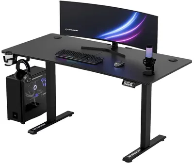 Birou de gaming Ultradesk - Level V2 Blank, 72-117 cm, negru