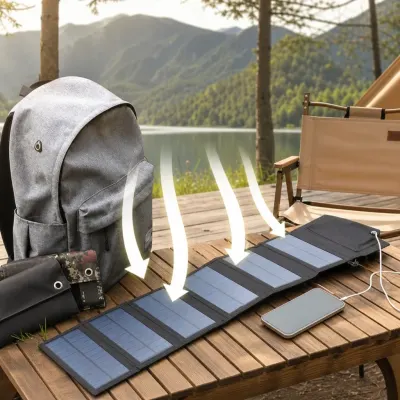Panou solar pliabil portabil, 6 celule monocristaline, 30W, pentru camping si activitati in aer liber