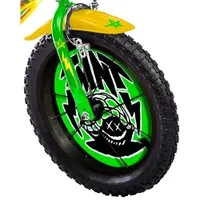 Bicicleta copii Dino Bikes Testoasele Ninja 14 inch, varsta 4-7 ani, inaltimea 95-115 cm, frana de mana pe ambele roti, pinion spate fix, roti ajutatoare detasabile, scut frontal