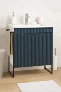 Set Baza front MDF si Lavoar seria 033, cadru metalic, 60 cm, antracit