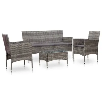 Gossi set mobilier de gradina cu perne, 4 piese, gri, poliratan