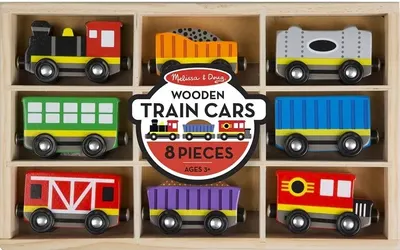 Set din lemn Melissa & Doug - Locomotivă și vagoane