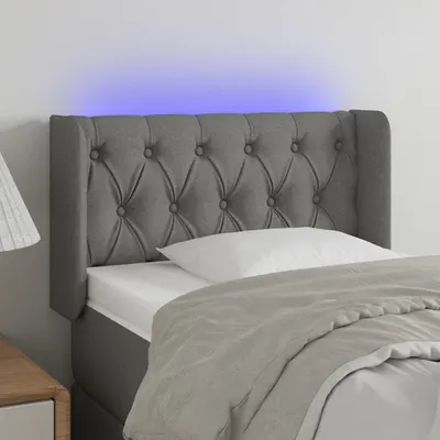 vidaXL Tăblie de pat cu LED, gri închis, 83x16x78/88 cm, textil