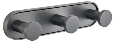 Agățătoare de perete triplă Inter Ceramic - Lusso, 17.2 x 4.15 x 5 cm, Gun Grey