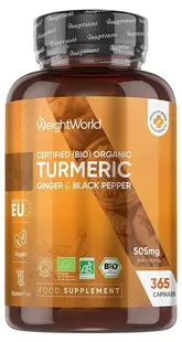 Organic Turmeric + Ginger & Black Pepper, 365 capsule, Weight World