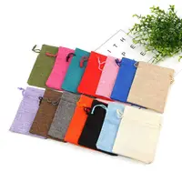 Săculeți țesătură sac cu sfoară 9x12cm (set 50 buc)