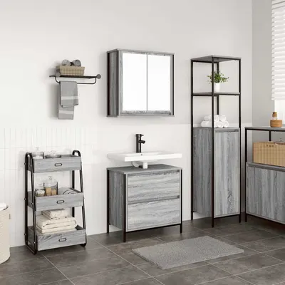 Gossi set mobilier de baie, 2 piese, gri sonoma, lemn prelucrat