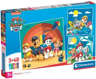 Puzzle pentru copii Clementoni din 3 x 48 piese - Paw Patrol (opțiunea 1)