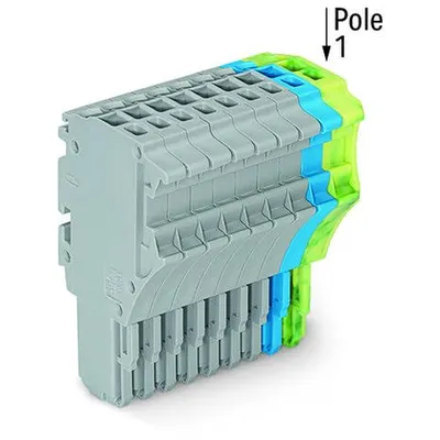 1-conductor female plug; 1.5 mm²; 10-pole; 1,50 mm²; gray, blue, green-yellow