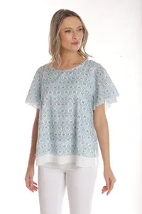 Bluza dama CV25042 bleu microimprimeu, Cesy | marimea M
