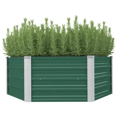 vidaXL Strat înălțat de grădină, verde, 129x129x45 cm, oțel galvanizat