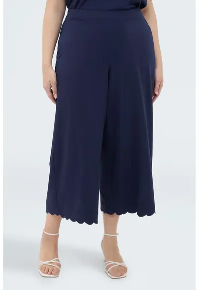 Pantaloni trei sferturi cu talie elastica - Bleumarin