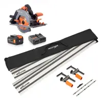 Pachet fierastrau circular de mana cu acumulator, 850 W, 3750 RPM, Evolution R185CCSX-Li 18V EXT + sina de ghidaj 2.8m