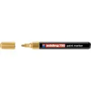 Marker permanent Edding 790, cu vopsea, corp plastic, varf rotund, 2-3 mm, auriu
