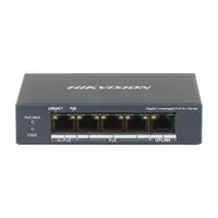 Switch cu 5 porturi Gigabit Hikvision DS-3E0505HP-E, 10 Gbps, 7.44 Mpps, 2000 MAC, Hi-PoE, fara management