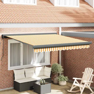 vidaXL | Copertină retractabilă | Albastru și Alb cu Cadru Alb 3 x 2,5 m