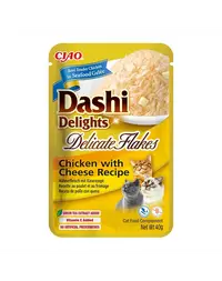INABA Cat Dashi Delights Delicate Flakes pui si branza hrana pisica 40g