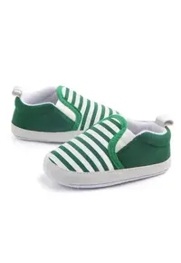 Pantofi Cu Dungi - Tip Mocasini - Pentru Baietei - Casual - Textil - Fara inchidere - Alb - Verde