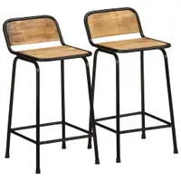 Gossi scaune de bar 2 buc 46x35,5x80 cm lemn masiv mango brut