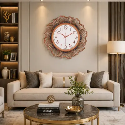 Ceas de perete modern decorativ 57 cm design elegant cu cadran mare silentios