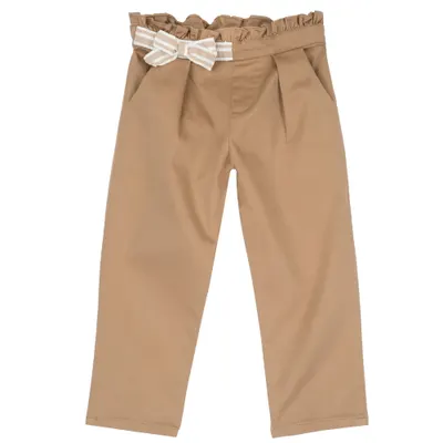 Pantaloni copii Chicco din satin, maro cu albastru, 08995-66MC