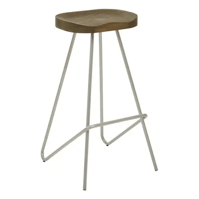 Scaun de bar argintiu/în culoare naturală din lemn de ulm (înălțime șezut 78 cm) District – Premier Housewares