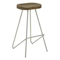 Scaun de bar argintiu/în culoare naturală din lemn de ulm (înălțime șezut 78 cm) District – Premier Housewares